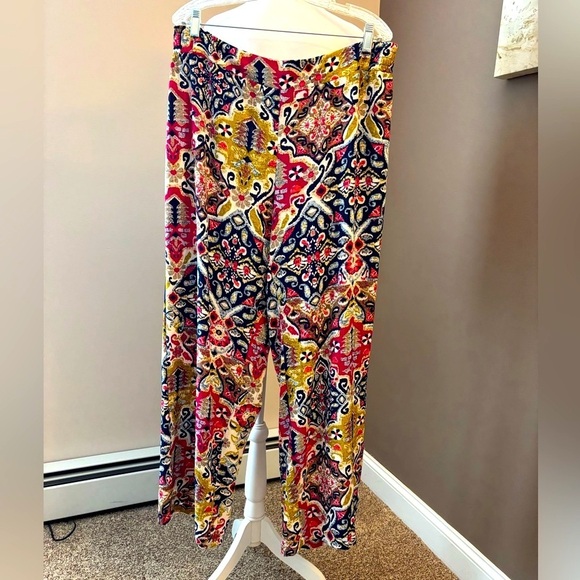 Avenue multicolor stretch waist wide leg Pants - Picture 3 of 7